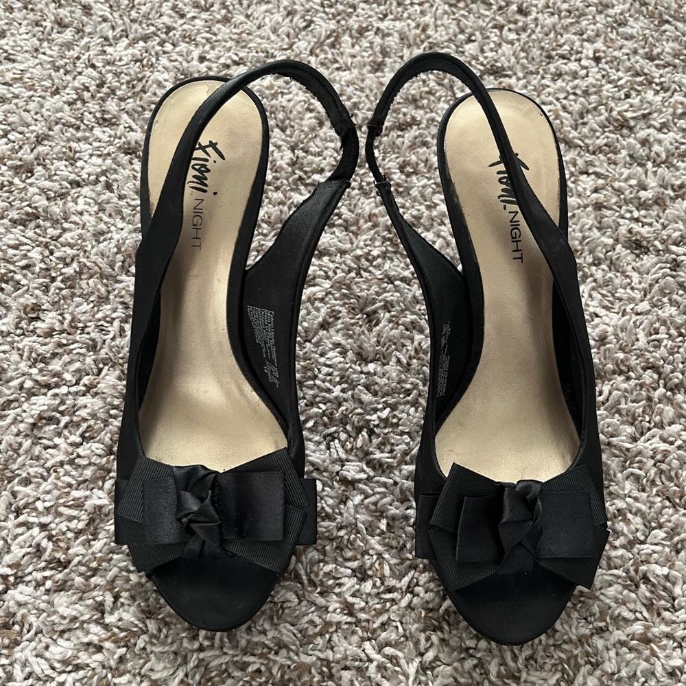 FIONI Clothing Slingback Black Bow Heels